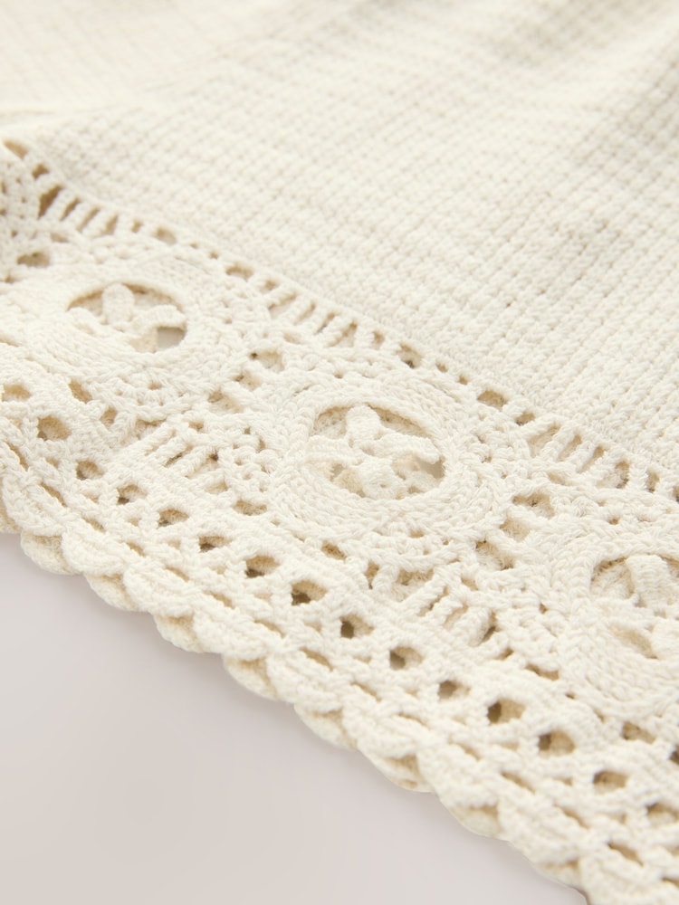 Cream Crochet Summer Shorts - Image 2 of 3