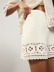 Cream Crochet Summer Shorts - Image 5 of 8