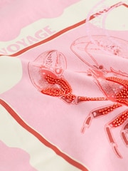 White/Pink Graphic Print Beach T-Shirt - Image 5 of 6