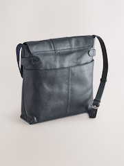 Navy Leather Messenger Bag - Image 6 of 9