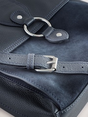 Navy Leather Messenger Bag - Image 7 of 9