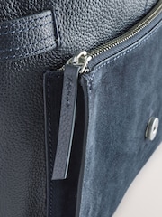 Navy Leather Messenger Bag - Image 8 of 9