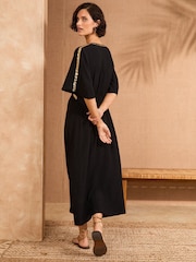 Love & Roses Black Sequin Angel Sleeve Midi Dress - Image 4 of 4
