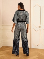 Love & Roses Velvet Short Sleeve Jumpsuit - Bild 4 von 4