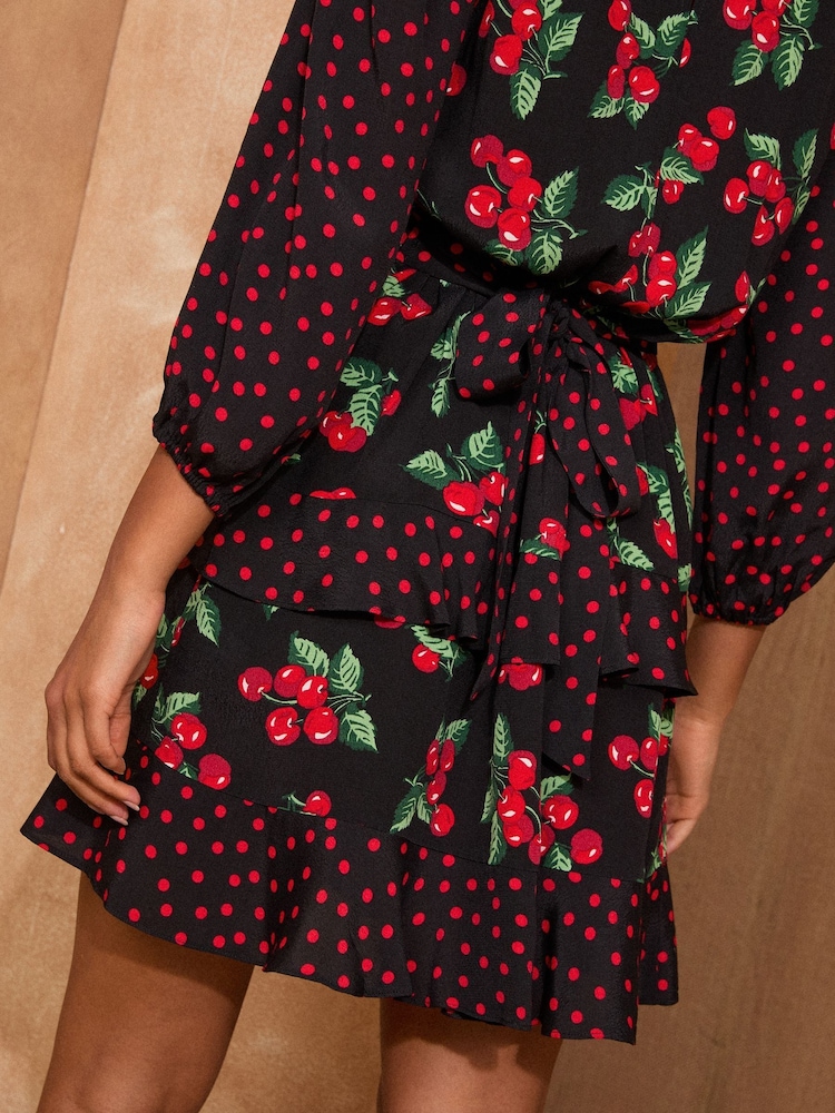 open lace back dress Delamere Mini Dress Red Polka