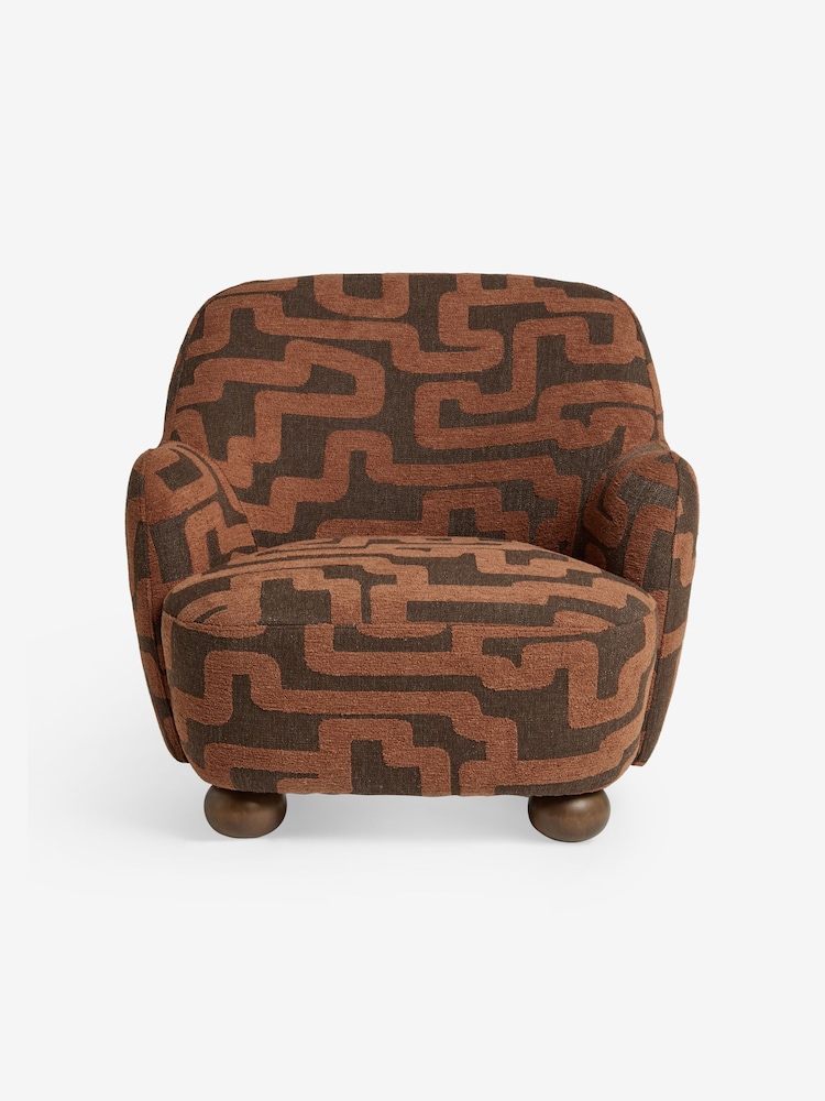 MADE.COM Clyde Abstract Weave Chocolate Brown Ellio Accent Chair - Image 1 of 3