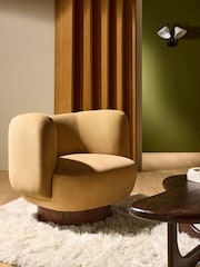 MADE.COM Soft Caramel Brown Velvet Novara Swivel Accent Chair - Image 1 of 6