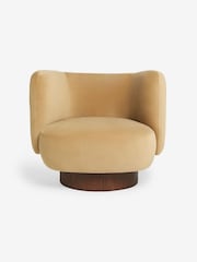 MADE.COM Soft Caramel Brown Velvet Novara Swivel Accent Chair - Image 5 of 6