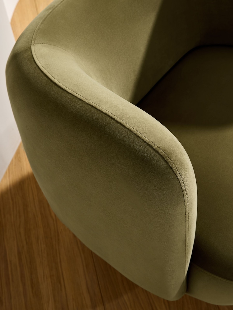 MADE.COM Fern Green Velvet Novara Swivel Accent Chair - Image 2 of 6