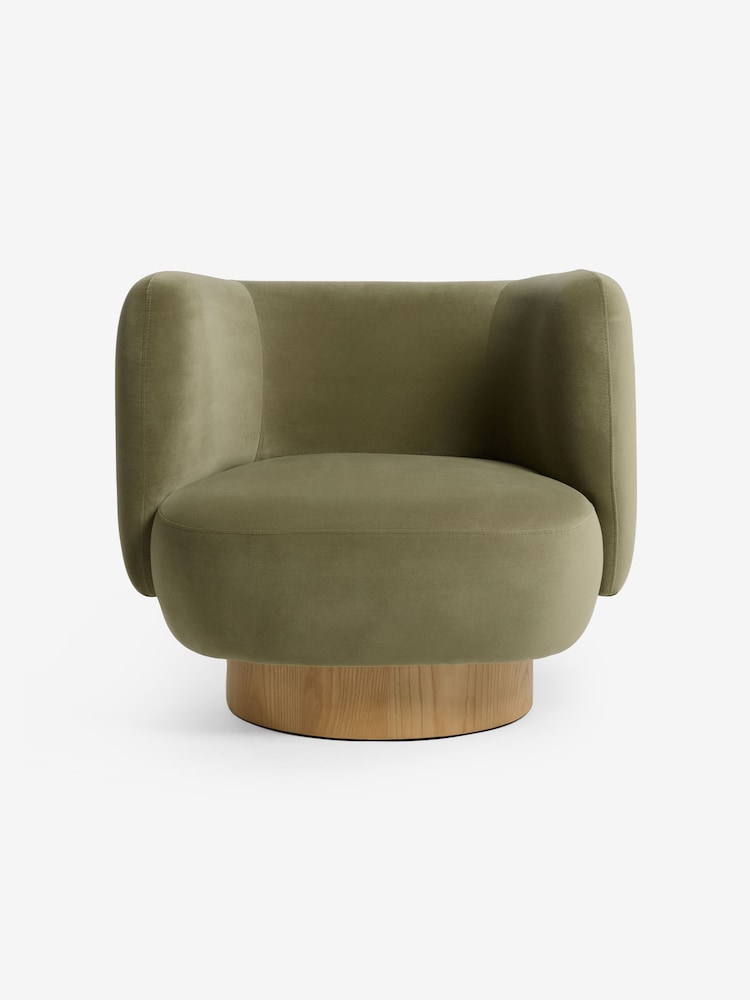MADE.COM Fern Green Velvet Novara Swivel Accent Chair - Image 6 of 6
