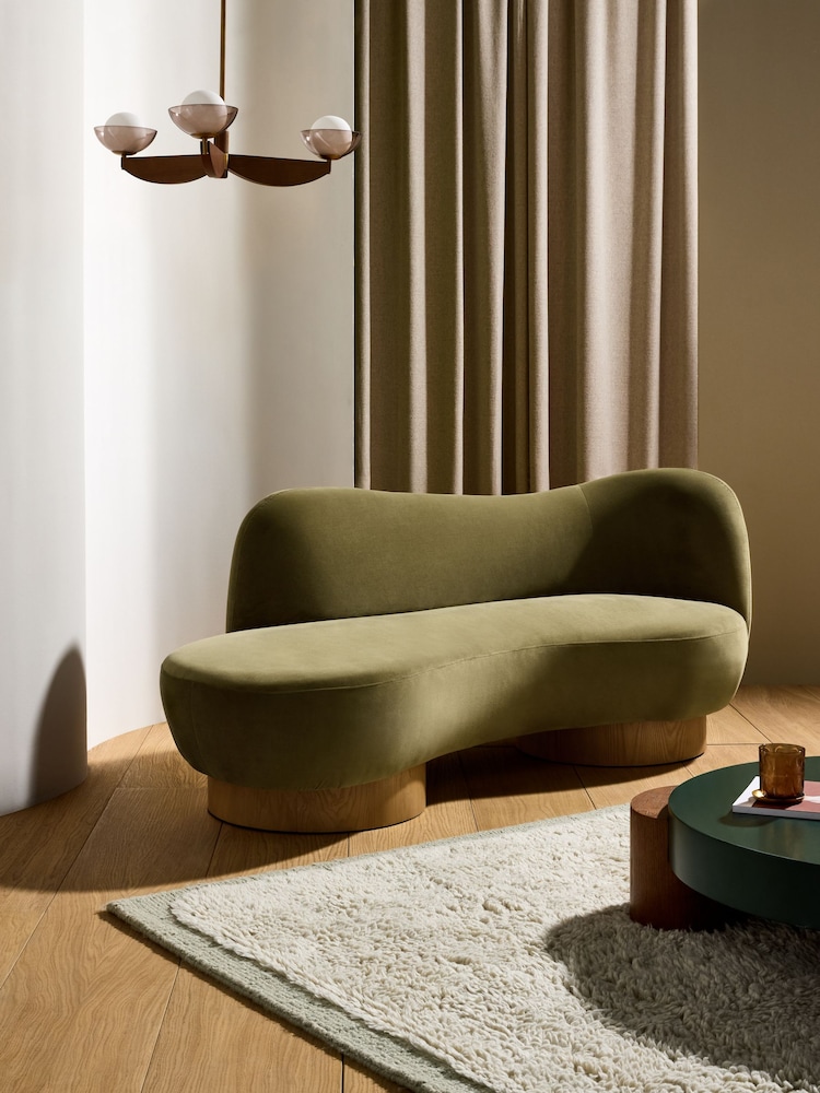 MADE.COM Fern Green Velvet Novara 2 Seater Sofa - Image 1 of 6