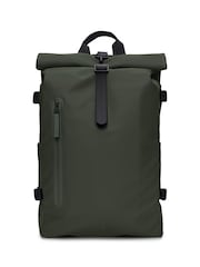 Rains Large Khaki Green Rolltop Rucksack - Image 1 of 4