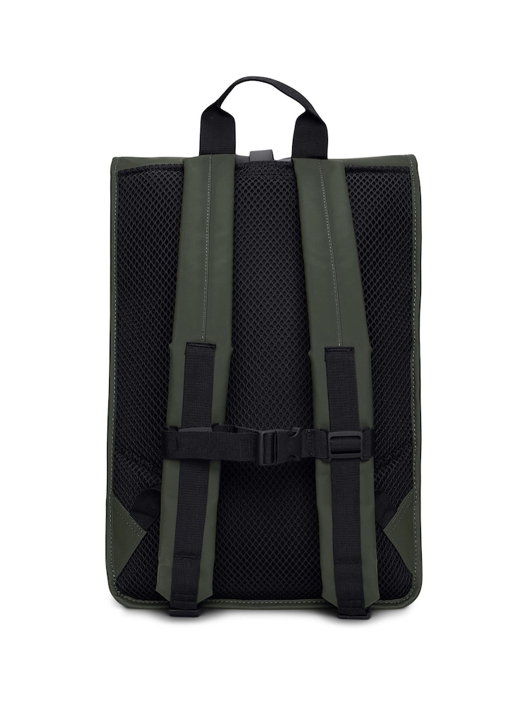 Rains Large Khaki Green Rolltop Rucksack - Image 2 of 4