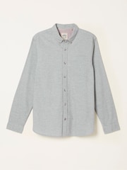 FatFace Tadlow Grey Long Sleeve Herringbone Shirt - Image 1 of 1