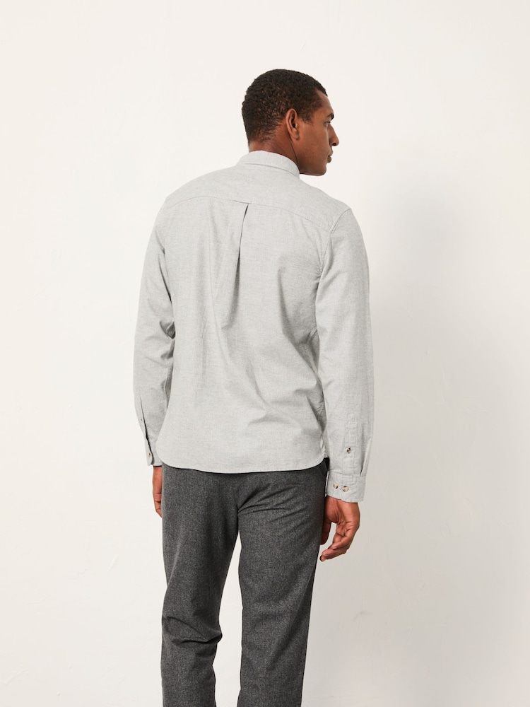 FatFace Tadlow Grey Long Sleeve Herringbone Shirt - Image 2 of 5 FatFace Tadlow Grey Long Sleeve Herringbone Shirt - Image 2 of 5