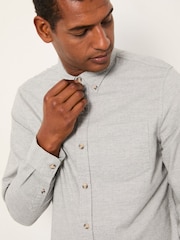 FatFace Tadlow Grey Long Sleeve Herringbone Shirt - Image 4 of 5