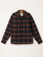 FatFace Milton Navy Bonded Fabric Check Overshirt - Image 2 of 2