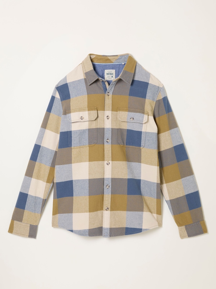 FatFace Dardy Chambray Blue Long Sleeve Buffalo Check Shirt - Image 1 of 1