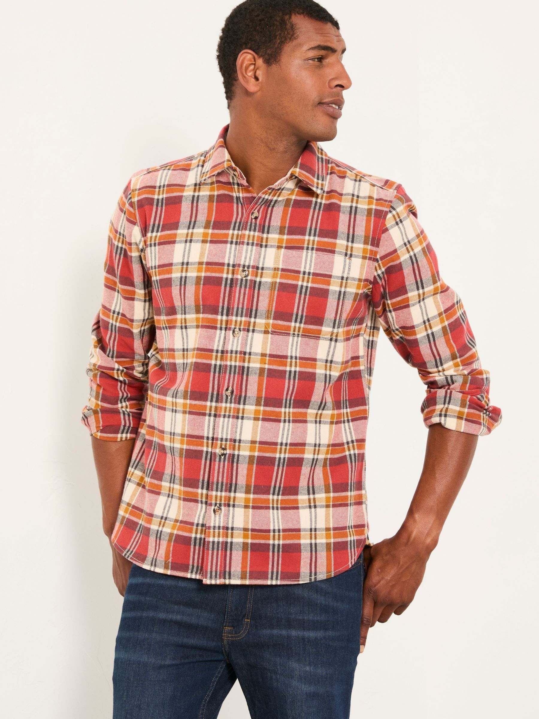 Fat Face Men's Berry Red Fatface Routh Long Sleeve Check Shirt