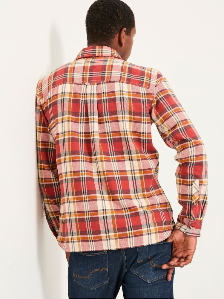 FatFace Routh Berry Red Long Sleeve Check Shirt - Image 2 of 5