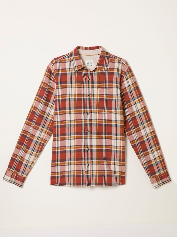 FatFace Routh Berry Red Long Sleeve Check Shirt - Image 5 of 5