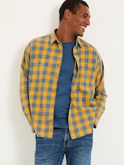 FatFace Thursby Ochre Yellow Long Sleeve Relaxed Fit Gingham Shirt - Image 1 of 4