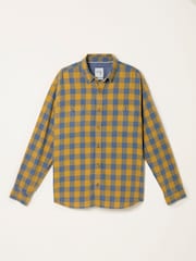 FatFace Thursby Ochre Yellow Long Sleeve Relaxed Fit Gingham Shirt - Image 4 of 4