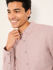 FatFace Tadlow Rust Red Long Sleeve Herringbone Shirt - Image 3 of 5