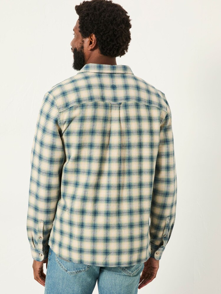FatFace Tanton Natural Long Sleeve Textured Check Shirt - Image 2 of 5