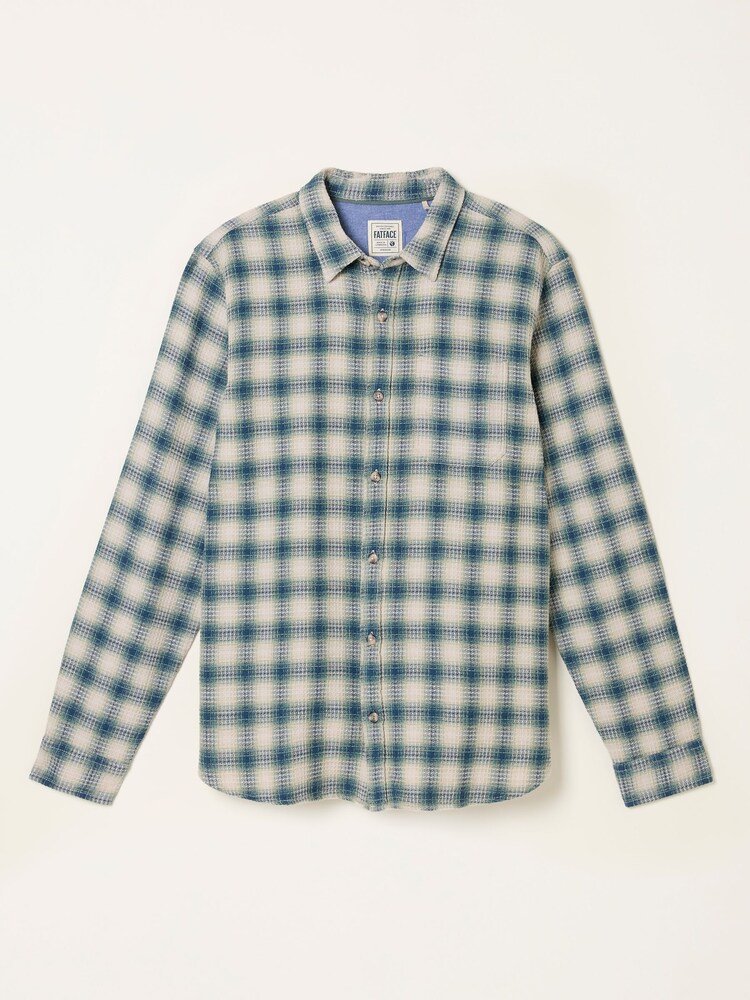 FatFace Tanton Natural Long Sleeve Textured Check Shirt - Image 5 of 5