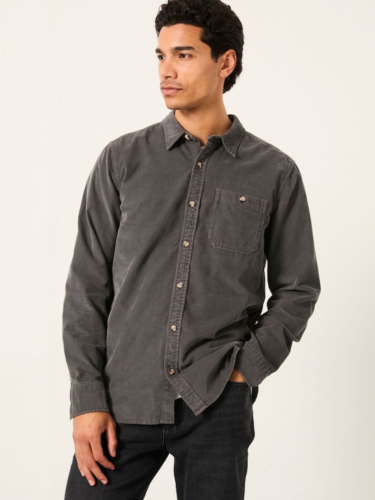 FatFace Dark Grey Long Sleeve Cord Shirt - Image 1 of 6 FatFace Dark Grey Long Sleeve Cord Shirt - Image 1 of 6