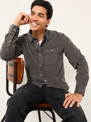 FatFace Dark Grey Long Sleeve Cord Shirt - Image 5 of 6