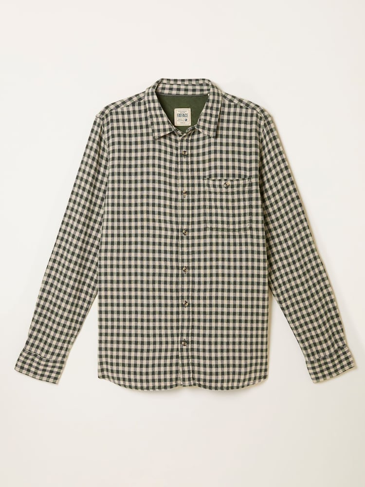 FatFace Emerald Green Long Sleeve Herringbone Check Shirt - Image 1 of 1 FatFace Emerald Green Long Sleeve Herringbone Check Shirt - Image 1 of 1
