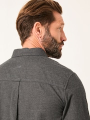 FatFace Tadlow Dark Grey Long Sleeve Herringbone Shirt - Image 3 of 5
