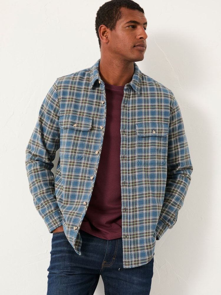 FatFace Pixley Mid Blue Long Sleeve Check Shirt - Image 1 of 5