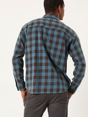 FatFace Thursby Mid Blue Long Sleeve Relaxed Fit Gingham Shirt - Image 2 of 5