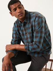 FatFace Thursby Mid Blue Long Sleeve Relaxed Fit Gingham Shirt - Image 4 of 5