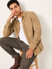 FatFace Dark Natural Long Sleeve Cord Shirt - Image 4 of 6