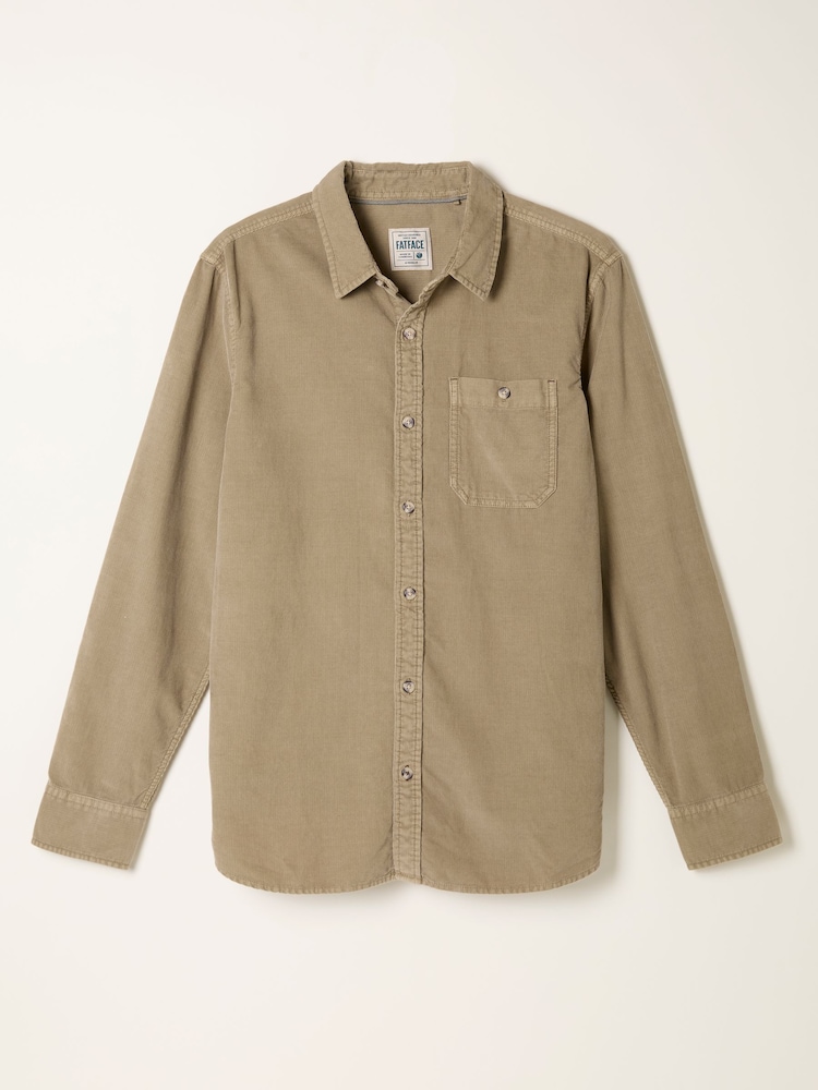 FatFace Dark Natural Long Sleeve Cord Shirt - Image 6 of 6
