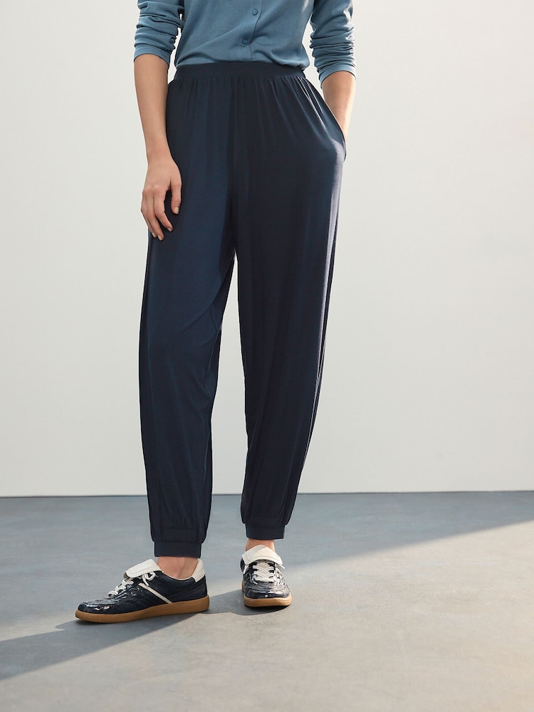 Navy Jersey Harem Joggers - Image 2 of 8