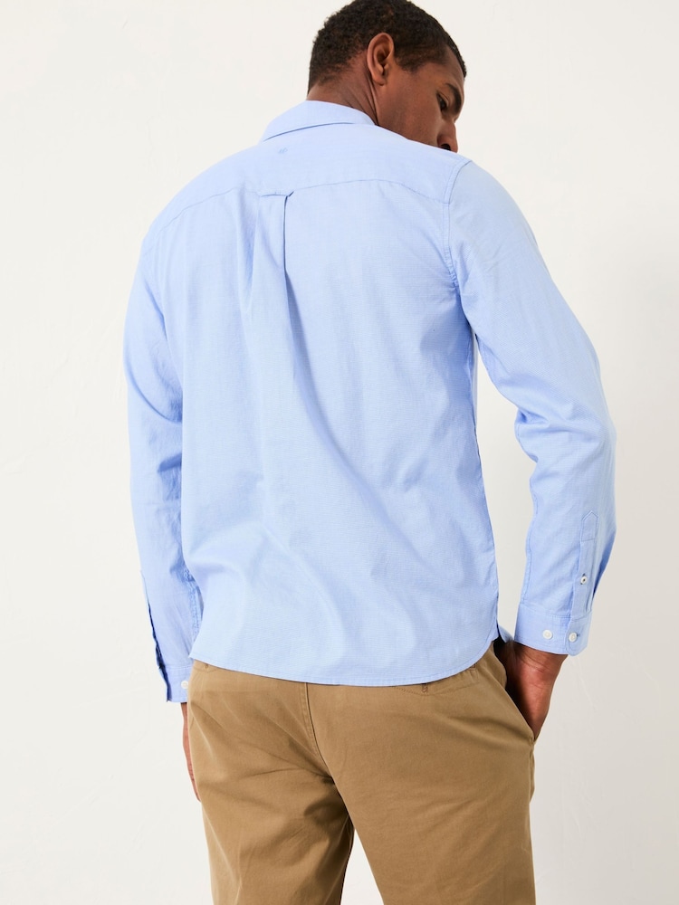 FatFace Seagre Blue Long Sleeve Semi Plain Shirt - Image 2 of 5