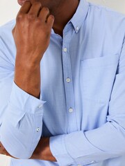FatFace Seagre Blue Long Sleeve Semi Plain Shirt - Image 3 of 5