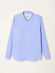 FatFace Seagre Blue Long Sleeve Semi Plain Shirt - Image 5 of 5