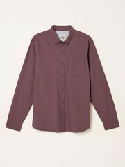 FatFace Tadlow Burgundy Red Long Sleeve Herringbone Shirt - Image 1 of 1