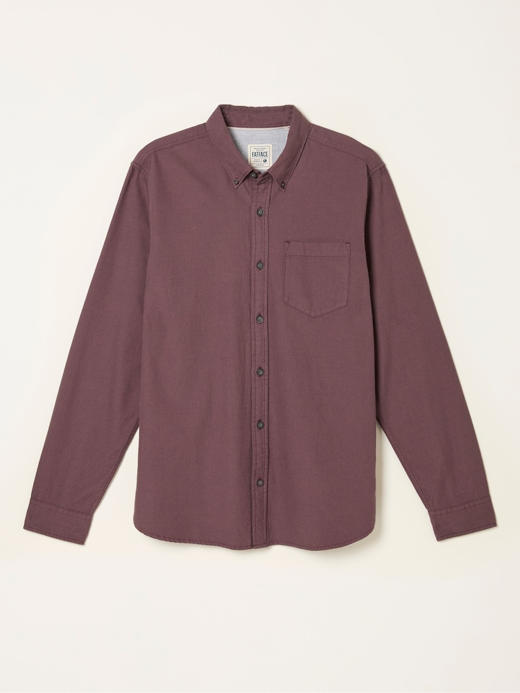 FatFace Tadlow Burgundy Red Long Sleeve Herringbone Shirt - Image 1 of 1 FatFace Tadlow Burgundy Red Long Sleeve Herringbone Shirt - Image 1 of 1