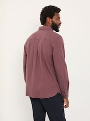 FatFace Tadlow Burgundy Red Long Sleeve Herringbone Shirt - Image 2 of 5