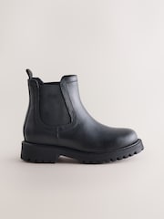 Black Wide Fit (G) Leather Warm Lined Chelsea Boots - Image 2 of 5