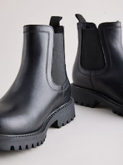 Black Standard Fit (F) Leather Warm Lined Chelsea Boots - Image 3 of 5