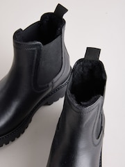 Black Standard Fit (F) Leather Warm Lined Chelsea Boots - Image 4 of 5