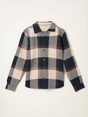 FatFace navy Long Sleeve Relaxed Fit Send Check Shirt - Image 1 of 1
